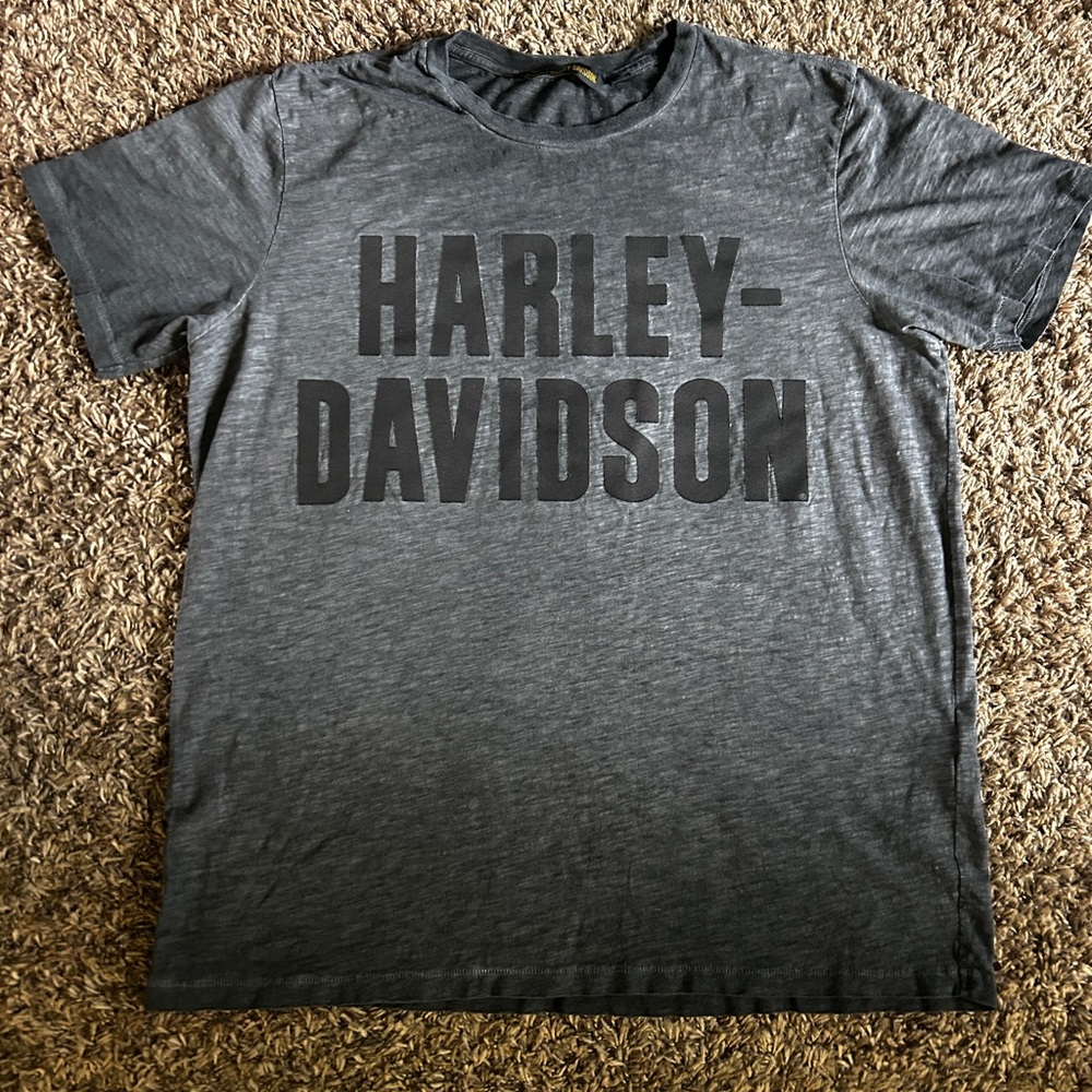 HARLEY DAVIDSON Mens Gray Black Logo Short Sleeve Tee Shirt 2XL